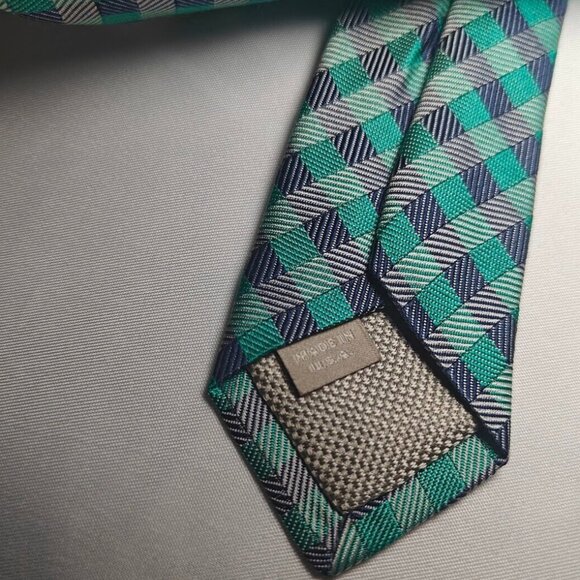Nordstrom Blue, Green & White Striped Silk Men's Tie - Picture 4 of 4